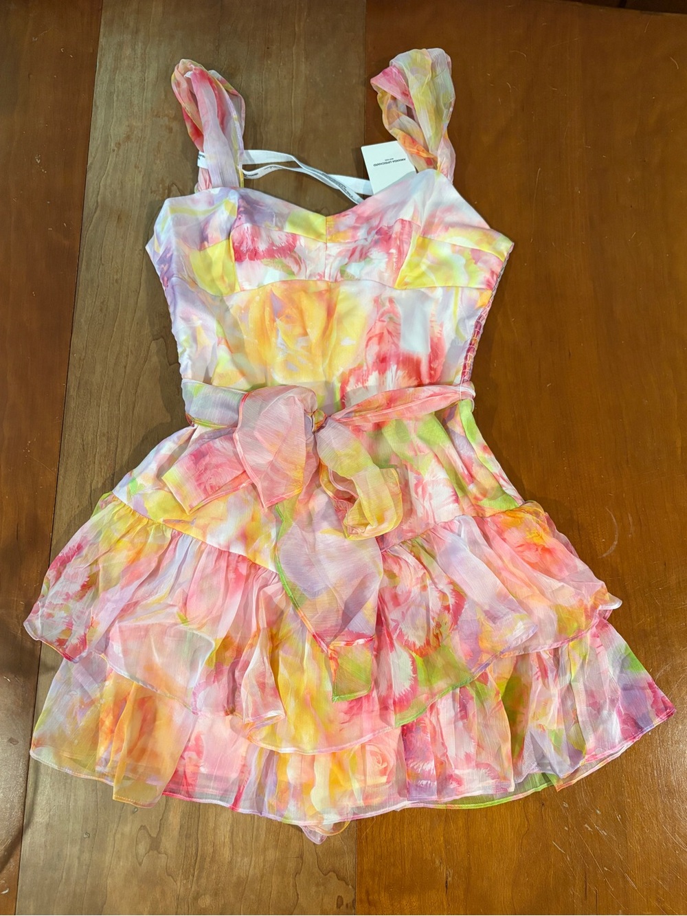 Amanda Uprichard Kendra Skort Romper in Multicolor Watercolor Floral Pattern